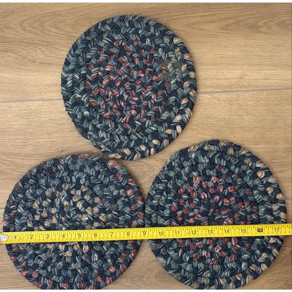 Set of 3 Vintage Country Primitive Braided Trivets / Hot Pads 🌾